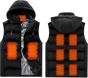 Heated Hooded Vest USB Interface Heated Warm Jacket without Battery - BLACK-S