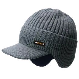 lidafish Winter Tide Ear Protection Baseball Cap Outdoor Thicken Warm Men Dad Hat Knitted Design Snapback Hat - Light gray02 - 58cm