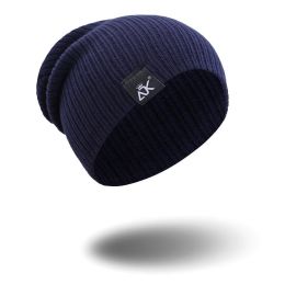 COKK Knitted Beanie Women's Hat Winter Men Skullies Beanies Warm Casual Slouchy Hat Crochet Beanie Hat Female Baggy Cap Cheap - Navy blue