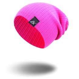 COKK Knitted Beanie Women's Hat Winter Men Skullies Beanies Warm Casual Slouchy Hat Crochet Beanie Hat Female Baggy Cap Cheap - plum red