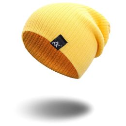 COKK Knitted Beanie Women's Hat Winter Men Skullies Beanies Warm Casual Slouchy Hat Crochet Beanie Hat Female Baggy Cap Cheap - Yellow