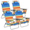 4-Pack 5-Position Outdoor Folding Backpack Beach Reclining Chair with Pillow - Yellow