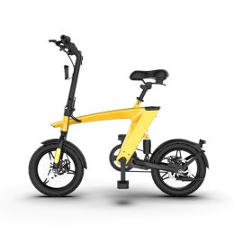 KAIXIN H1 Foldable Electric Bike 250W 36V 10AH 14 Inches Tire Electric Bike With Pedal Assist 100KG Load - Yellow