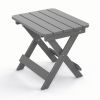 Outdoor Adirondack Foldable Side Table; Patio End Table for Poolside Garden;  Weather Resistant Coffee Table -Plastic High-Density PE - Grey