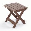 Outdoor Adirondack Foldable Side Table; Patio End Table for Poolside Garden;  Weather Resistant Coffee Table -Plastic High-Density PE - Brown