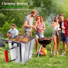 YSSOA Charcoal Chimney Starter Foldable; Collapsible; Silver - as Pic