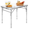 Outdoor Travel Adjustable Height Folding Camping Table - White A - Camping Table