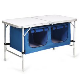 Travel Party Adjustable Height Folding Camping Table - Blue - Camping Table