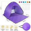 Pop Up Beach Tent Sun Shade Shelter Anti-UV Automatic Waterproof Tent Canopy for 2/3 Man w/ Net Window Storage Bag - Purple