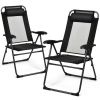 2 Pieces Patio Adjustable Folding Recliner Chairs with 7 Level Adjustable Backrest - Black