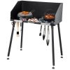 Backyard Garden Camp Table Dutch Oven Cooking Table W/ Wind Shield - Black - 30 x16 x 38 in