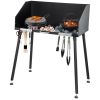 Backyard Garden Camp Table Dutch Oven Cooking Table W/ Wind Shield - Black - 38 x 18 x 38 in