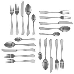 Elegant Western Utensils 20 Piece Flatware Utensil Set 4 In - Matte Silver - knife and fork