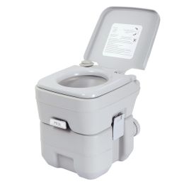 5.3 Gallon 20L Flush Outdoor Indoor Travel Camping Portable Toilet for Car;  Boat;  Caravan;  Campsite;  Hospital - Gray