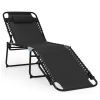 Foldable Recline Lounge Chair with Adjustable Backrest and Footrest - Black