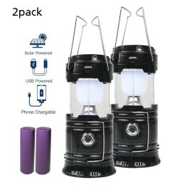 2 in 1 Ultra Bright Portable LED Flashlights Camping Lantern 2 Way Rechargeable - 2 Pack