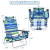 4-Pack 5-Position Outdoor Folding Backpack Beach Reclining Chair with Pillow - Blue