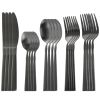 Elegant Western Utensils 20 Piece Flatware Utensil Set 4 In - Matte Black - knife and fork