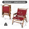 Patio Folding Camping Beach Chair with Solid Bamboo Frame - Red