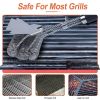 BBQ Grill Cleaning Brush Stainless Steel Barbecue Cleaner Scraper 16.5in Handle Stiff Wire Bristles For Grill Cooking Grates - Silver