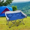 Folding Camping Chair with Bags and Padded Backrest - Blue