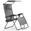 Folding Recliner Lounge Chair with Shade Canopy Cup Holder - Gray