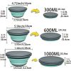 3pcs/set Camping Bowl; Silicone Collapsible Bowl Lunch Box Salad Bowl With Lid; Expandable Food Storage Containers Set With Folding - Blue