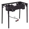 150000 BTU Double Burner Outdoor Stove BBQ Grill - black