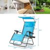 Folding Recliner Lounge Chair with Shade Canopy Cup Holder - Turquoise