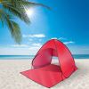 Pop Up Beach Tent Sun Shade Shelter Anti-UV Automatic Waterproof Tent Canopy for 2/3 Man w/ Net Window Storage Bag - Red