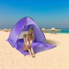 Pop Up Beach Tent Sun Shade Shelter Anti-UV Automatic Waterproof Tent Canopy for 2/3 Man w/ Net Window Storage Bag - Purple