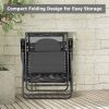 Folding Recliner Lounge Chair with Shade Canopy Cup Holder - Black