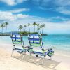 4-Pack 5-Position Outdoor Folding Backpack Beach Reclining Chair with Pillow - Blue