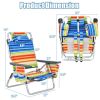 4-Pack 5-Position Outdoor Folding Backpack Beach Reclining Chair with Pillow - Yellow