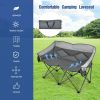 Folding Camping Chair with Bags and Padded Backrest - Gray