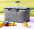 Outdoor Folding Picnic Bag Fruit Basket Thermal Storage Basket - grey