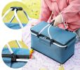 Outdoor Folding Picnic Bag Fruit Basket Thermal Storage Basket - leaves