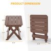 Outdoor Adirondack Foldable Side Table; Patio End Table for Poolside Garden;  Weather Resistant Coffee Table -Plastic High-Density PE - Brown