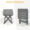 Outdoor Adirondack Foldable Side Table; Patio End Table for Poolside Garden;  Weather Resistant Coffee Table -Plastic High-Density PE - Grey