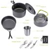 Outdoor set of pots and pans 2-3 people camping teapot cutlery set three sets of cookware - VNJF-green