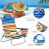 4-Pack 5-Position Outdoor Folding Backpack Beach Reclining Chair with Pillow - Yellow