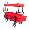 Garden Shopping Beach Cart folding wagon (red) - red