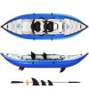 Inflatable Kayak Set with Paddle & Air Pump;  Portable Recreational Touring Kayak Foldable Fishing Touring Kayaks;  Tandem 2 Person Kayak - Blue