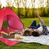 Pop Up Beach Tent Sun Shade Shelter Anti-UV Automatic Waterproof Tent Canopy for 2/3 Man w/ Net Window Storage Bag - Red