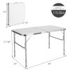 2 Pieces Folding Utility Table with Carrying Handle-White - white