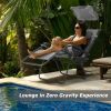 Folding Recliner Lounge Chair with Shade Canopy Cup Holder - Gray