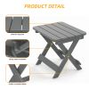 Outdoor Adirondack Foldable Side Table; Patio End Table for Poolside Garden;  Weather Resistant Coffee Table -Plastic High-Density PE - Grey