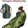 Aluminum Foil First Aid Sleeping Bag With Metal Coating; PE Plastic Film Inner Layer; Reusable Storage Bag For Outdoor Camping - Green