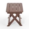 Outdoor Adirondack Foldable Side Table; Patio End Table for Poolside Garden;  Weather Resistant Coffee Table -Plastic High-Density PE - Brown