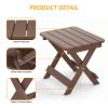 Outdoor Adirondack Foldable Side Table; Patio End Table for Poolside Garden;  Weather Resistant Coffee Table -Plastic High-Density PE - Brown